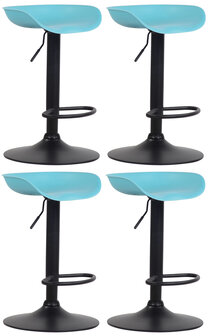 4-delige set barkrukken Inehaam kunststof zwart, Blauw