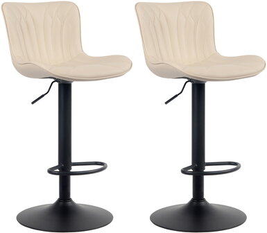 2-delige set barkrukken Lunis kunstleer, Creme