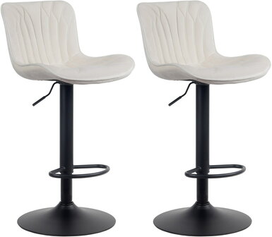 2-delige set barkruk Lunis fluweel, Creme