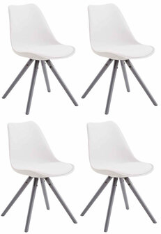 4-delige set stoelen Teulouso kunstleer Rond grijs, Wit