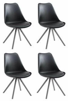 4-delige set stoelen Teulouso kunstleer Rond grijs, Zwart