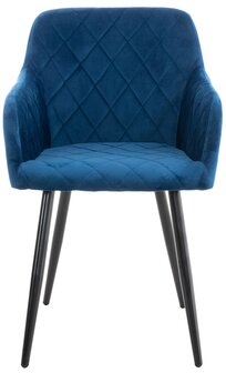 2-delige set eetkamerstoel Shali fluweel, Blauw