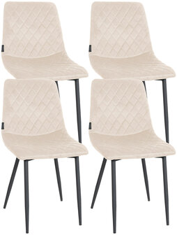 4-delige set stoelen Tildi fluweel, Creme