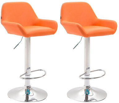2-delige set barkrukken Brigi kunstleer chroom, Oranje