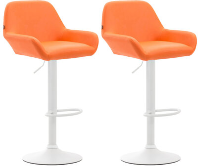 2-delige set barkrukken Brigi kunstleer wit, Oranje