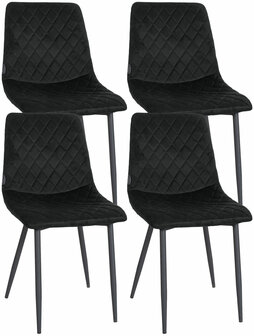 4-delige set stoelen Tildi fluweel, Zwart