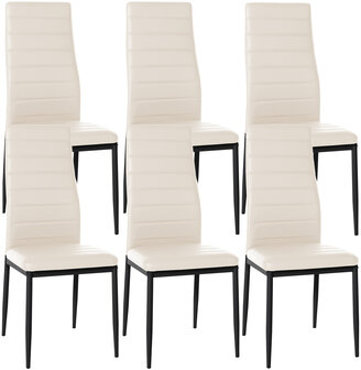 6-delige set eetkamerstoelen Miyfaar kunstleer, Creme