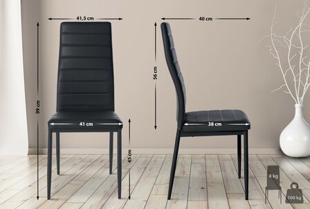 6-delige set eetkamerstoelen Miyfaar kunstleer, Zwart