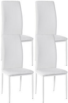 4-delige set eetkamerstoelen Sovina kunstleer, Wit