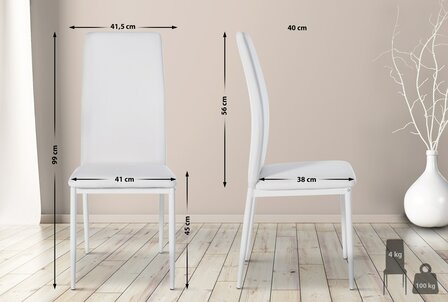 4-delige set eetkamerstoelen Sovina kunstleer, Wit