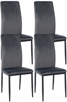 4-delige set eetkamerstoelen Sovina fluweel, Grijs