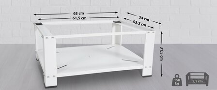 Waschmaschinen-onderstel Lunas, Wit