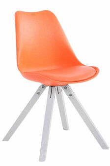 4-delige set stoelen Teulouso kunstleer wit Square, Oranje