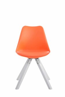 4-delige set stoelen Teulouso kunstleer wit Square, Oranje