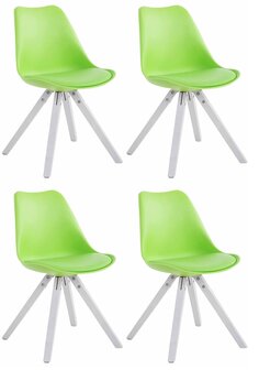 4-delige set stoelen Teulouso kunstleer wit Square, Groen