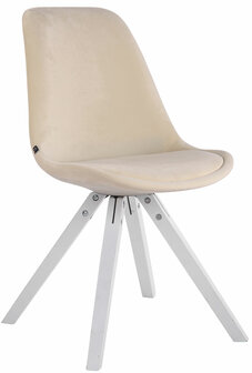 4-delige set stoelen Teulouso Velvet Square wit, Creme