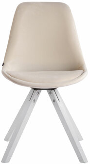 4-delige set stoelen Teulouso Velvet Square wit, Creme