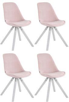 4-delige set stoelen Teulouso Velvet Square wit, 