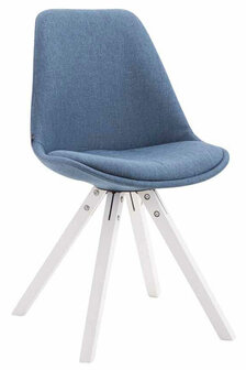 4-delige set bezoekersstoel Teulouso stof Square wit, Blauw
