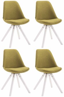 4-delige set bezoekersstoel Teulouso Stof Square wit, Groen
