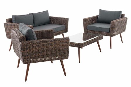 Loungeset Kiruna RondRoodan Bruin-gem&ecirc;leerd 40 cm (Donkerbruin)