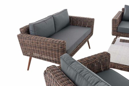 Loungeset Kiruna RondRoodan Bruin-gem&ecirc;leerd 40 cm (Donkerbruin)