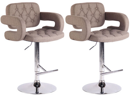 2-delige set barkrukken Diblun stof, Taupe