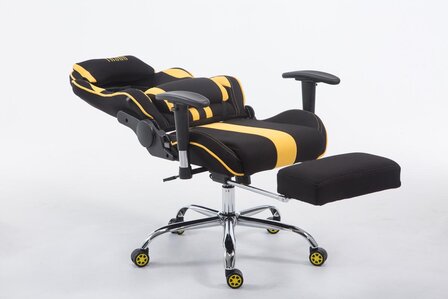 Racing bureaustoel Lemit V2 stof met voetsteun, Zwart