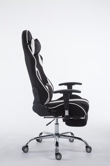 Racing bureaustoel Lemit V2 stof met voetensteun, Wit