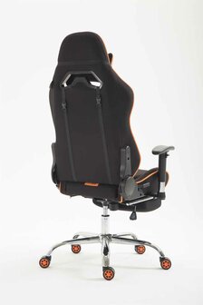 Racing bureaustoel Lemit stof met voetensteun, Zwart