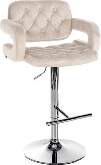 Barstoel Diblun Fluweel chroom, Creme