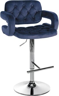 Barstoel Diblun Fluweel chroom, Blauw