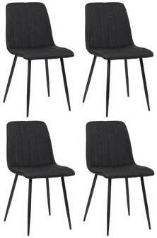 4-delige set stoelen Dojin stof, Zwart