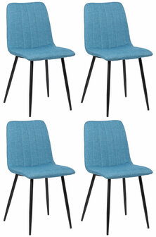 4-delige set stoelen Dojin stof, Blauw