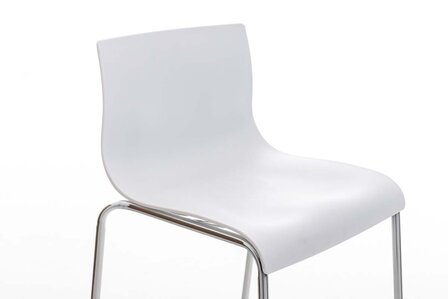 Barstoel Heovor Chroom 4-pootsframe, Wit