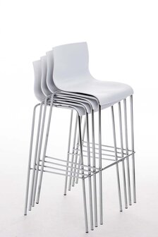 Barstoel Heovor Chroom 4-pootsframe, Wit