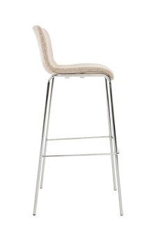 Barhocker Heovor Stof 4-Poot Frame Chroom, Creme