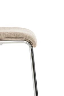 Barhocker Heovor Stof 4-Poot Frame Chroom, Creme