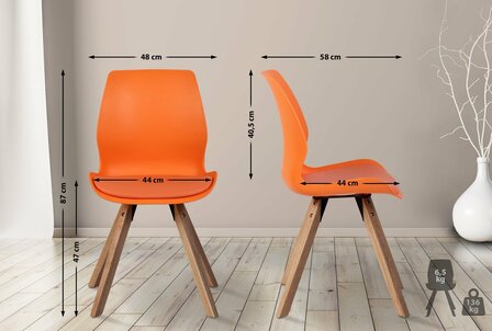 4-delige set stoel Lanu kunststof, Oranje