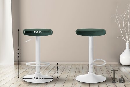 2-delige set barkrukken Pento fluweel wit, Groen