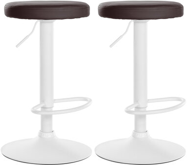 2-delige set barkrukken Pento kunstleer wit, Bruin