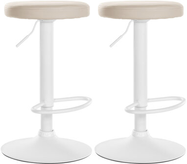 2-delige set barkrukken Pento kunstleer wit, Creme