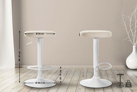 2-delige set barkrukken Pento kunstleer wit, Creme