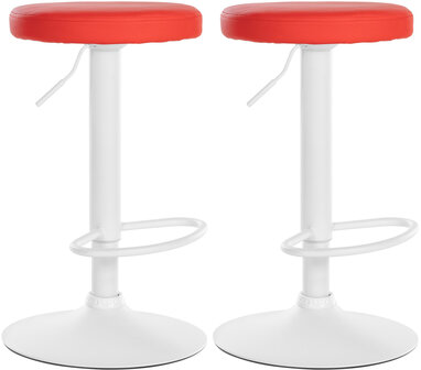 2-delige set barkrukken Pento kunstleer wit, Rood