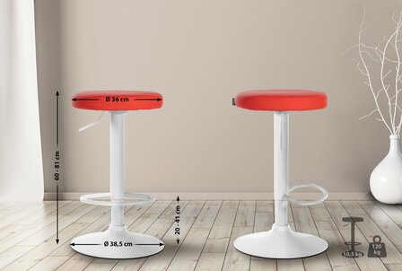 2-delige set barkrukken Pento kunstleer wit, Rood