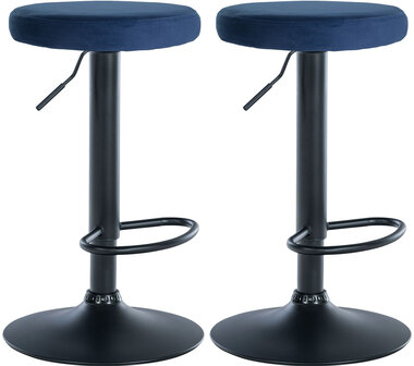 2-delige set barkrukken Pento fluweel zwart, Blauw