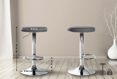 2-delige set barkrukken Pento kunstleer chroom, Grijs