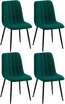 4-delige set stoelen Dojin stof, Groen