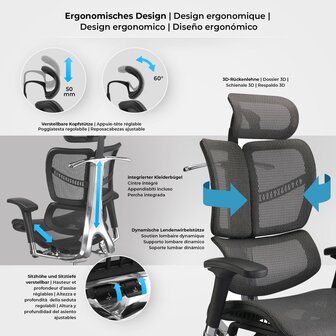 Bureaustoel Norfolk Ergonomisch, Grijs