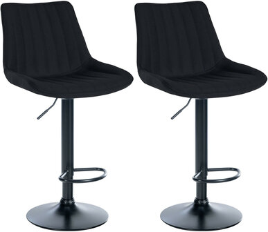 2-delige set barkruk Tino stof zwart, Zwart